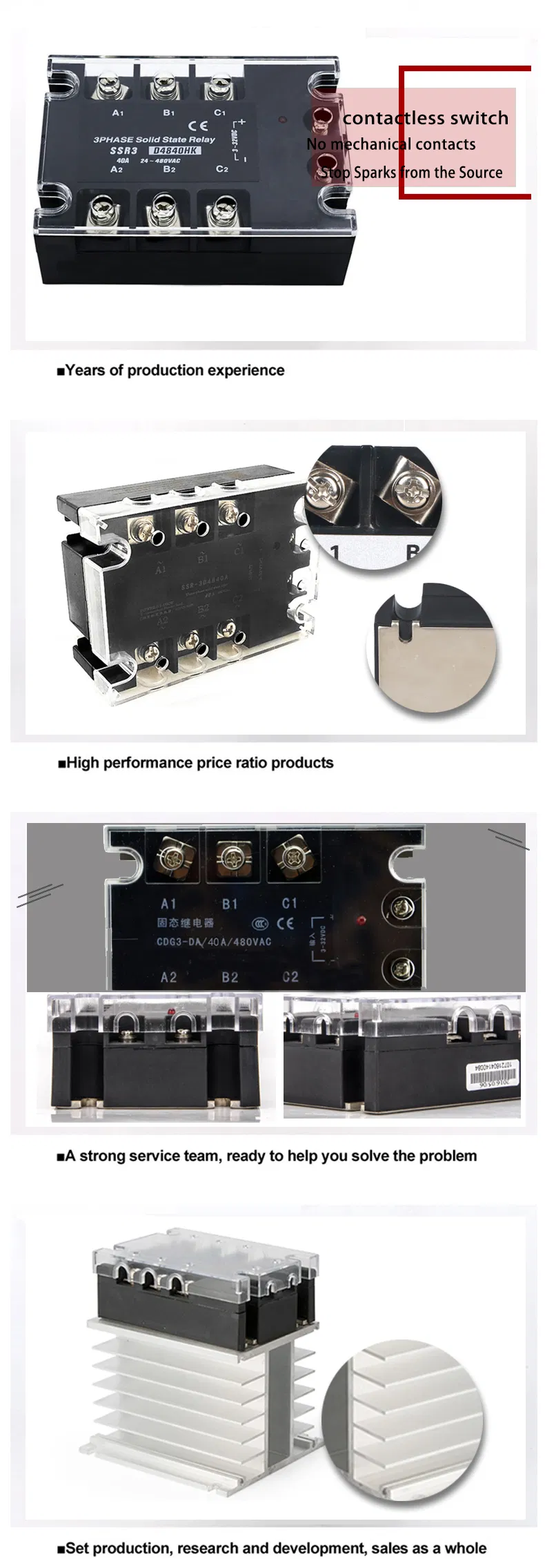 10A AC Control AC Three Phase Solid State Relay SSR