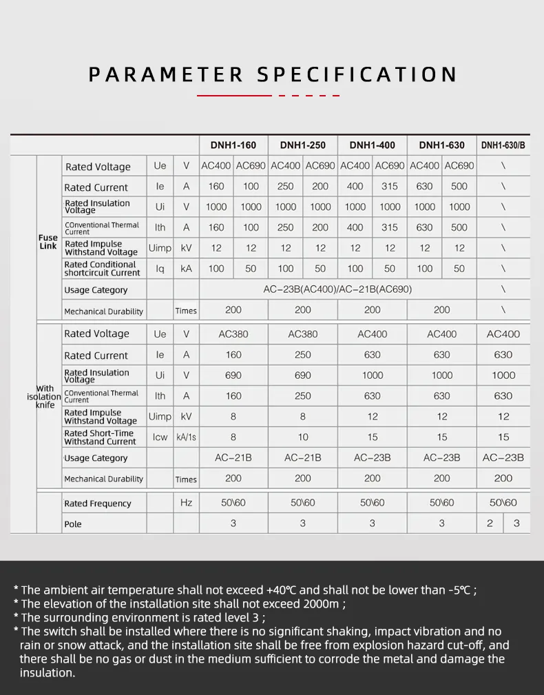 50Hz Matched with Nh Fuse Link Nh2 Fuse Switch Disconnector (CE)