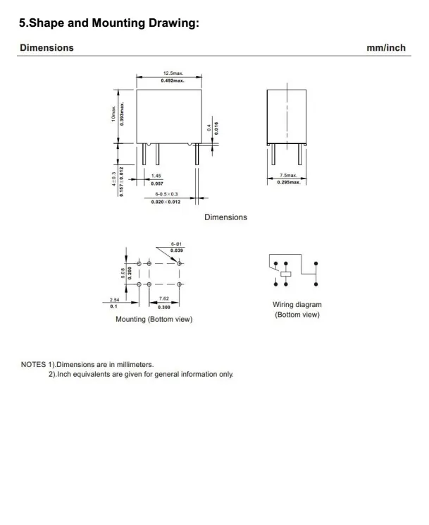 Automobile Relay Low Capacity Relays for Communication Equipments, wireless Controller, Telecom, 0.5A 1A Rele Wl23f