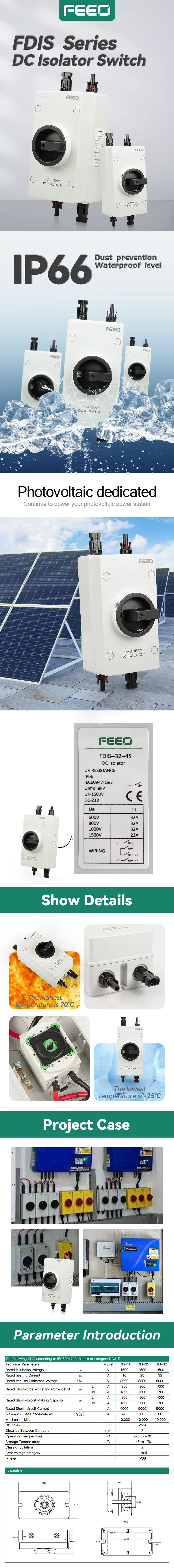 Battery Breaker Solar System 4p 32A 1000VDC Isolator Switch