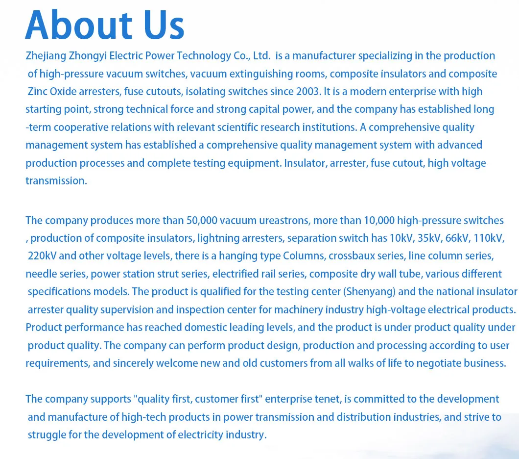 Class 2 35kv 100A Voltage Polymer Fuse Cutout for Pole