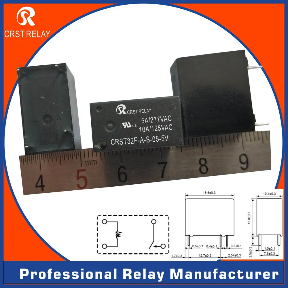 Crst32f Power Relays Hf32f Jzc- 32f 5A 4pin Normally Open 5 12 24VDC 250VAC Electromagnetic Miniature Voltage Relay PCB