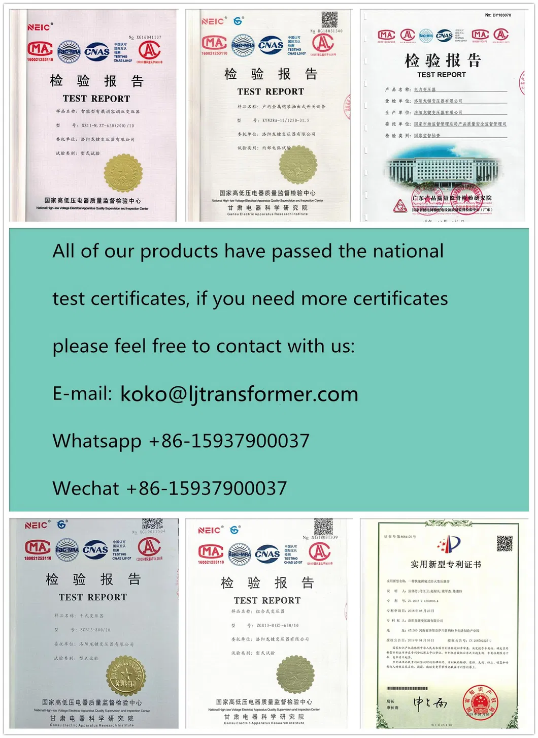 Dry Type Transformer 3 Phase 31500V Power Transformer 2mva