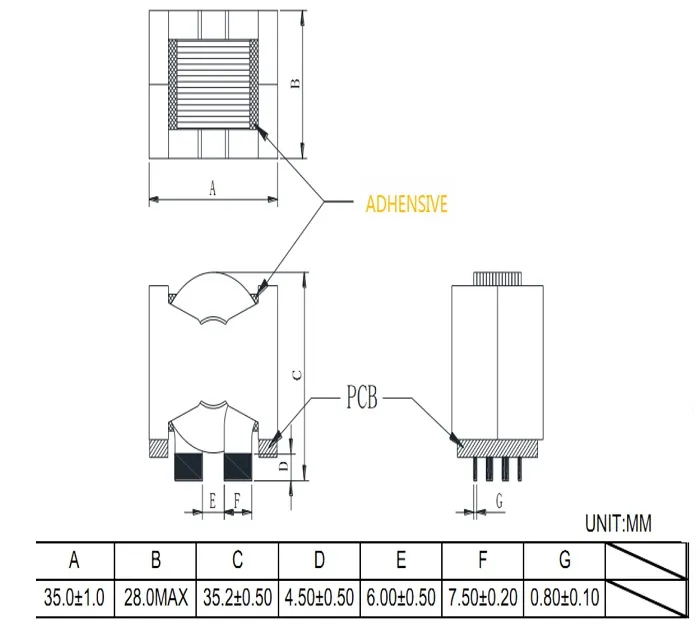 Flat Wire Winding Planar High Frequency Power Transformer (IKP-ER2614)
