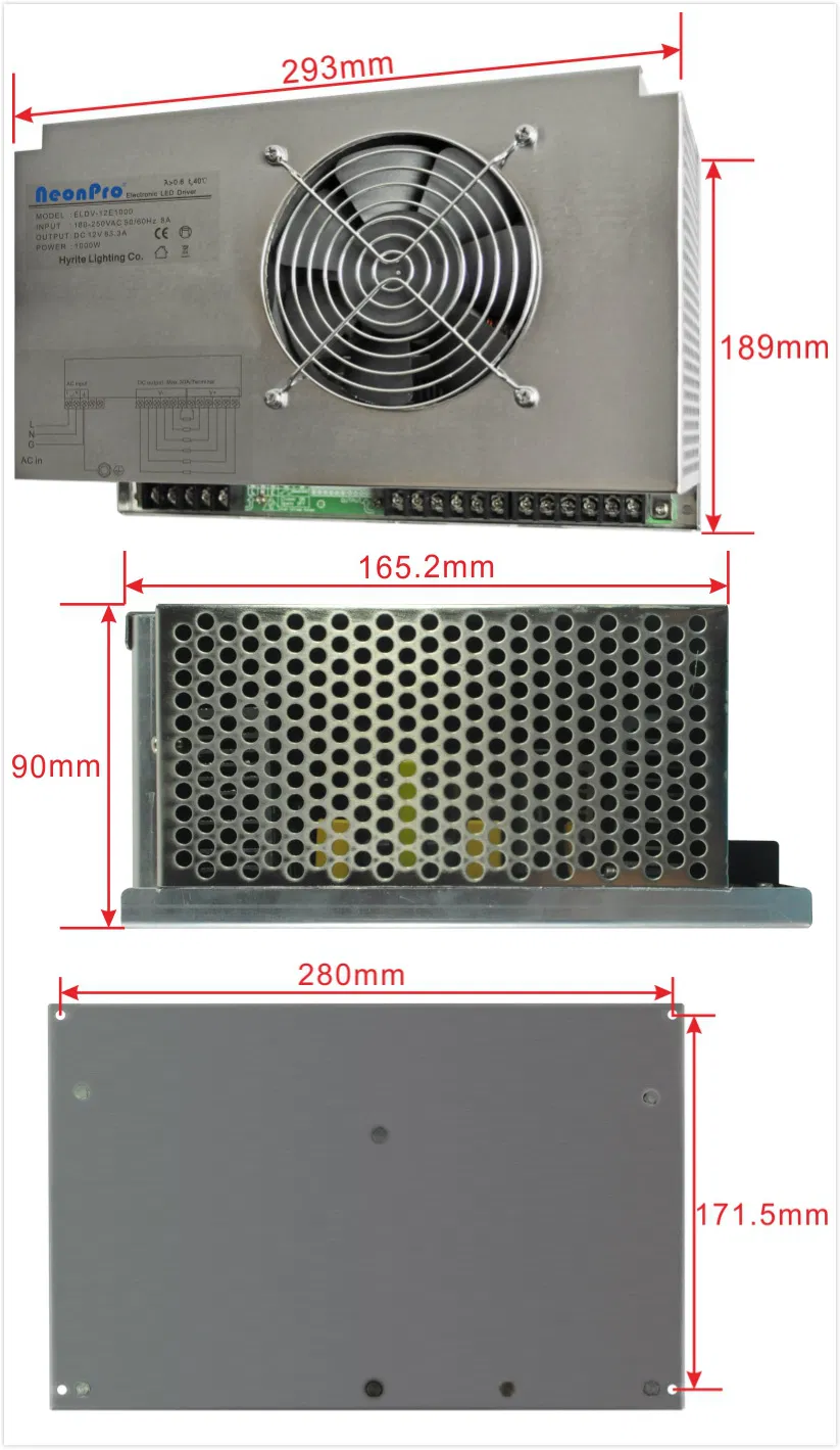 High Power 1000W 24V LED Power Supply for Strips Light