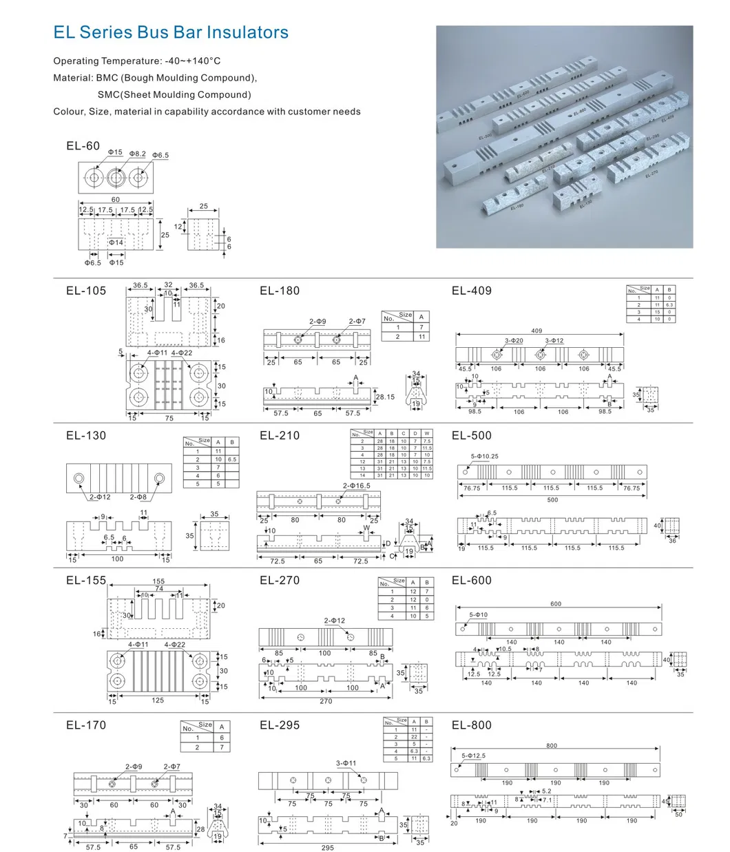 High Quality DMC/SMC Models Copper Bus Bar Insulator Low Voltage Busbar Support Insulator China Manufacturer