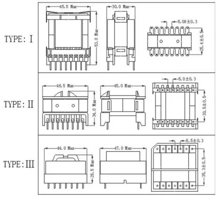 Horizontal Etd Type Flyback Transformer Used in Switching Power Supplies