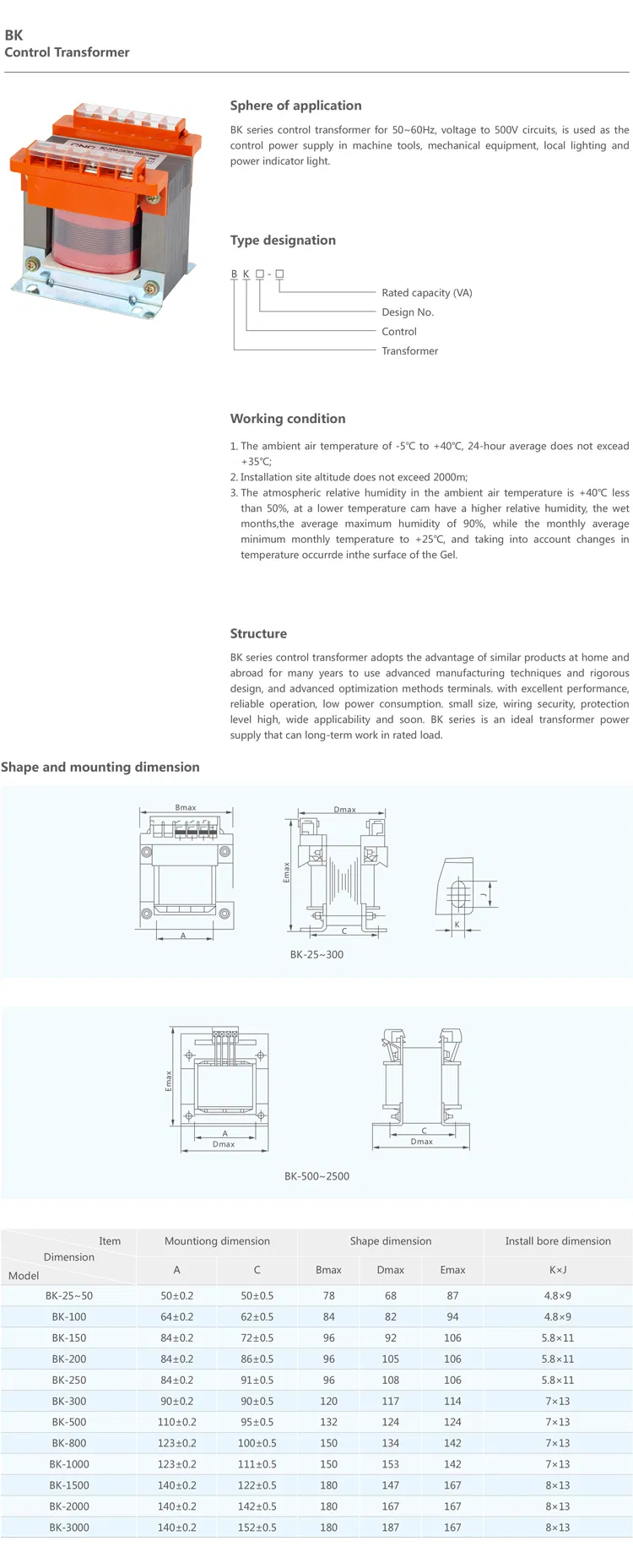 Hot Bk2 Control ISO9001 Approved Price Voltage Transformer