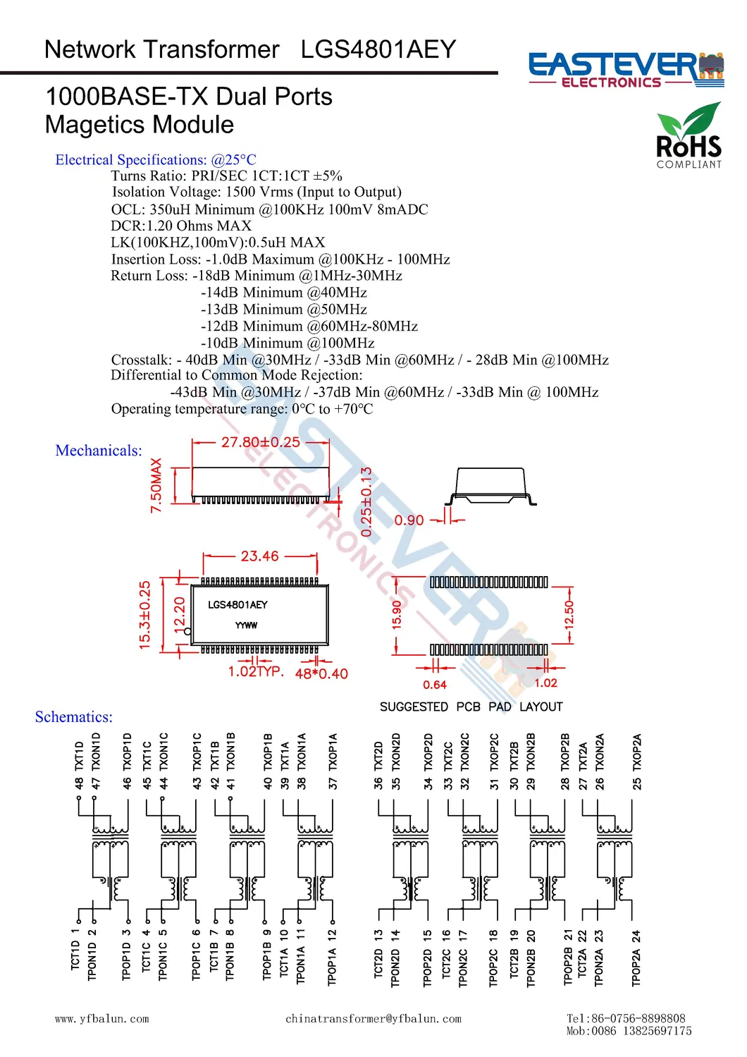LAN Coil and Net Aspect Transformers LAN Net Use DIP Transformer
