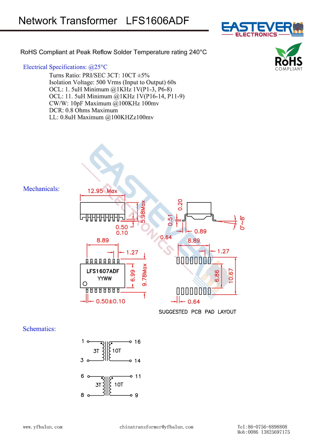 LAN Coil and Net Aspect Transformers LAN Net Use DIP Transformer