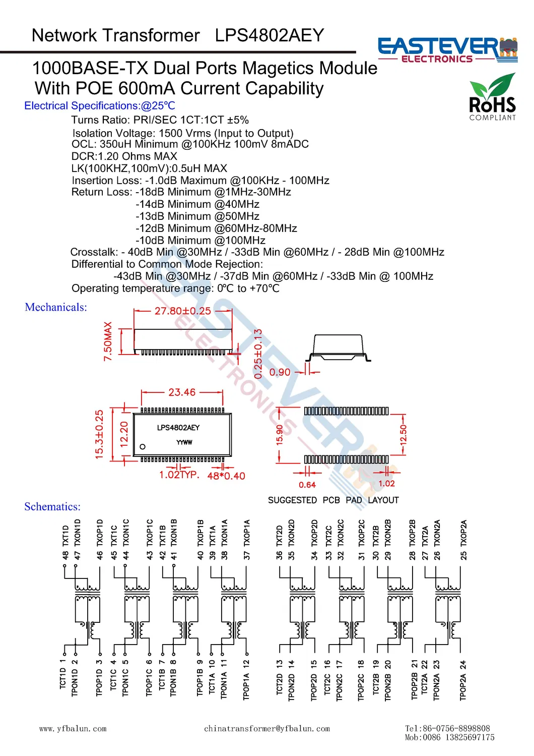 LAN Coil and Net Aspect Transformers LAN Net Use DIP Transformer
