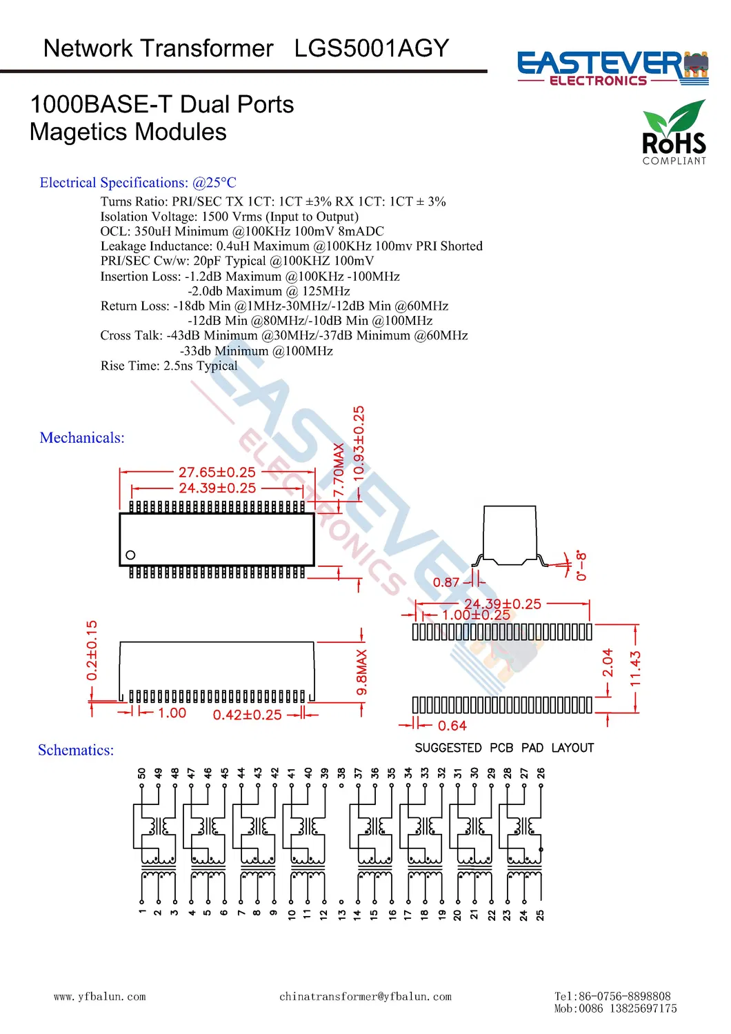 LAN Coil and Net Aspect Transformers LAN Net Use DIP Transformer