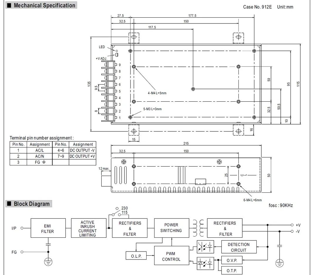 Mean Well 200W Open-Frame Power Supply (NES-200)