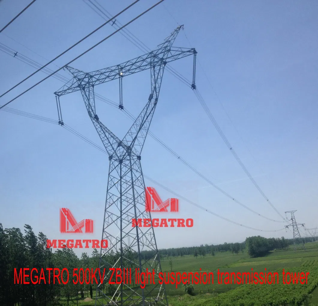 Megatro 500kv Zbiii Horizontal Type Light Suspension Transmission Line Tower 