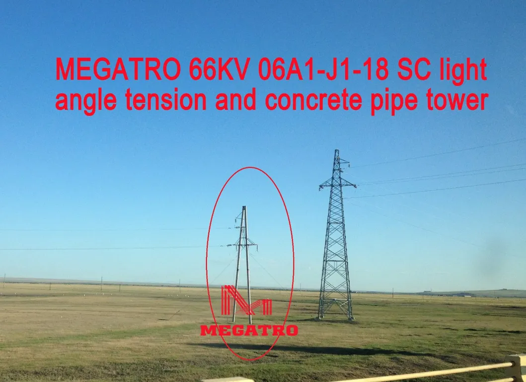 Megatro 66kv 06A1-J1-18 Sc Light Angle Tension and Concrete Pipe Tower