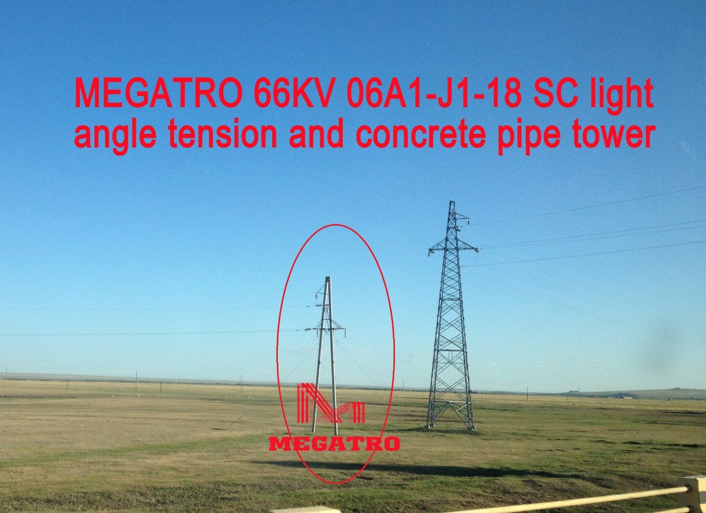 Megatro 66kv 06A1-J1-18 Sc Light Angle Tension and Concrete Pipe Tower