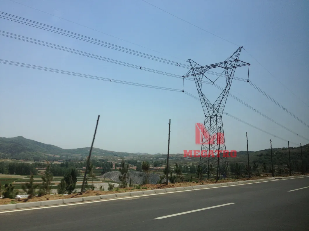 Megatro Power Line 500 Kv Single Circuit Tangent Pylon Steel Towers