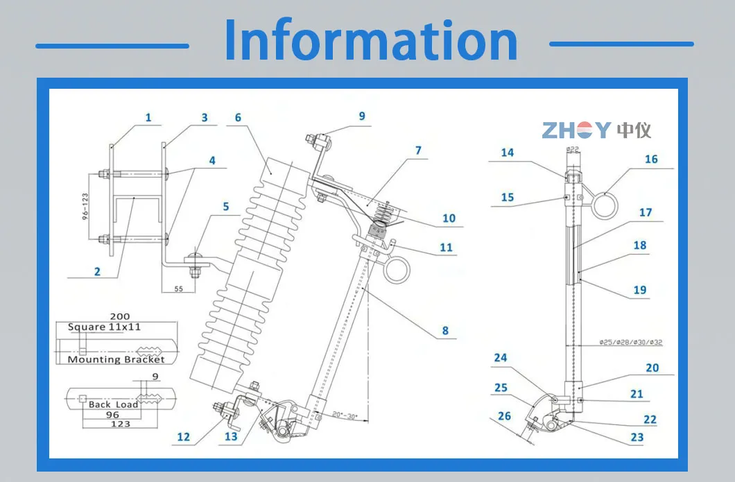 Polymer Fuse Cutout for Pole 12kv 100A High Creepage Power System