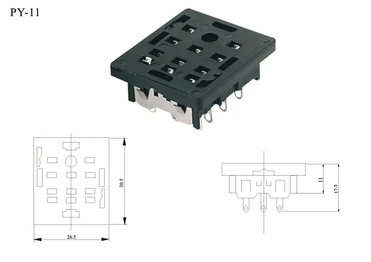 Py-11 General Miniature Black Color Timer Industrial Relay Socket with CE