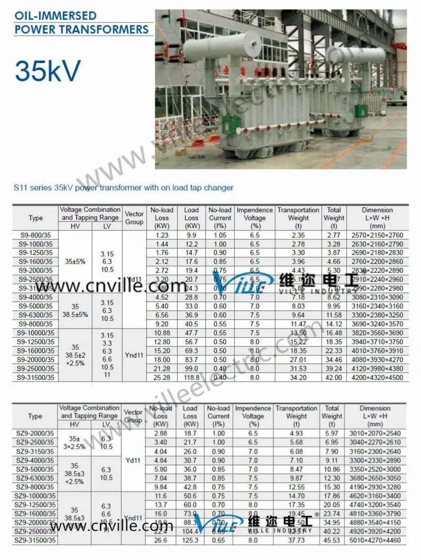 S11-31500/35 31.5mva S11 Series 35kv Power Transformer with on Load Tap Changer