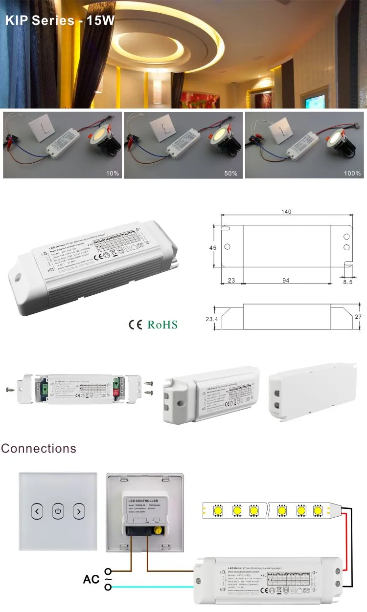 Sc Power 150mA 250mA 350mA 400mA 450mA 500mA 600mA 700mA 15W DC All-in-One Dimmable Constant Current LED Driver