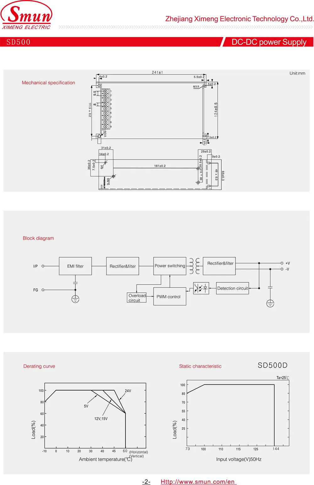 SD-500d-12 500W 96VDC to 12VDC 42A Isolated DC-DC Power Supply