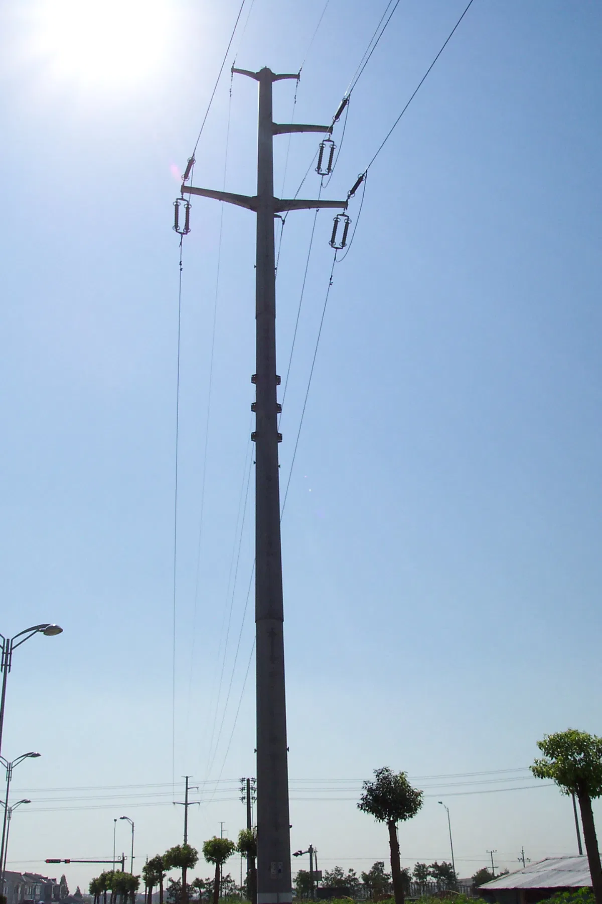 Single Pipe Transmission Line Pole Power Tower Electric Power