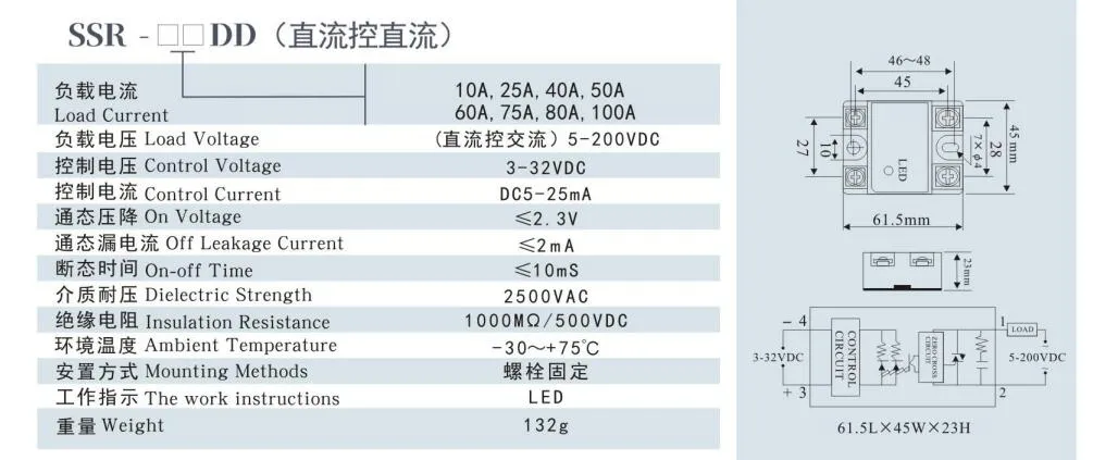 SSR-80dd Solid State Relay, CE Proved Solid State Relay, 24-380VAC Single Solid State Relay, ISO9001 Passed Solid State Relay