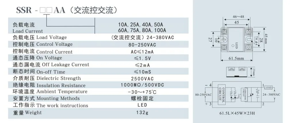 SSR-80dd Solid State Relay, CE Proved Solid State Relay, 24-380VAC Single Solid State Relay, ISO9001 Passed Solid State Relay