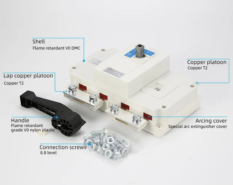 Switch DC Isolator 4 Pole IP65 Enclosure Box PV Solar Panel System Changeover