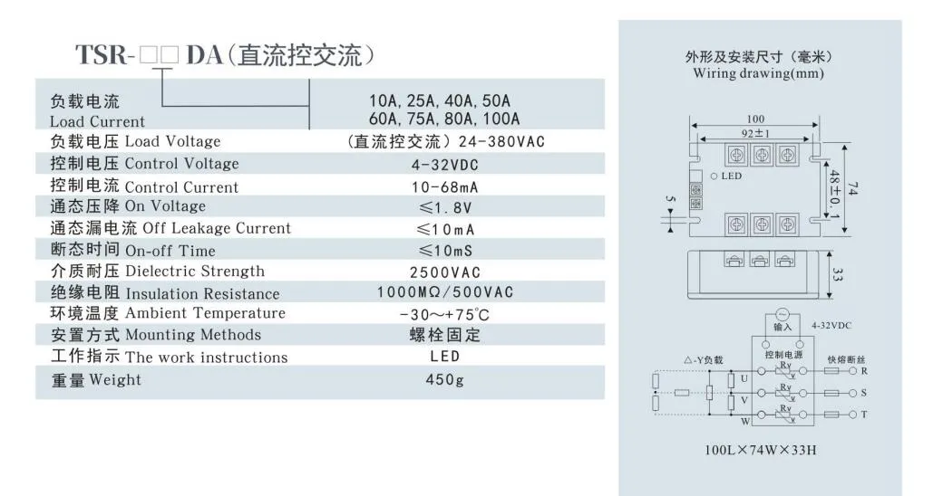 Tsr-80da Solid State Relay, CE Proved Solid State Relay, 24-380VAC Single Solid State Relay, ISO9001 Passed Solid State Relay
