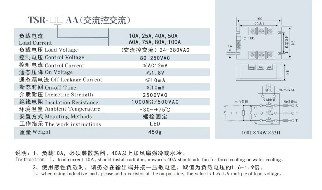 Tsr-80da Solid State Relay, CE Proved Solid State Relay, 24-380VAC Single Solid State Relay, ISO9001 Passed Solid State Relay