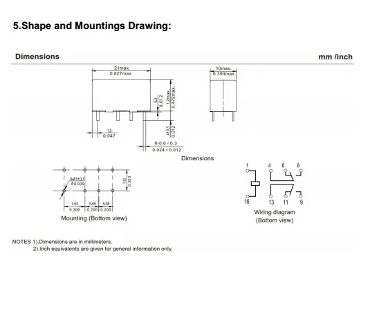Wl4078 Small Relay Dpdt Relay 8feet 8 Pins 1A 2A 28VDC